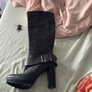 Black to the knee platform boots